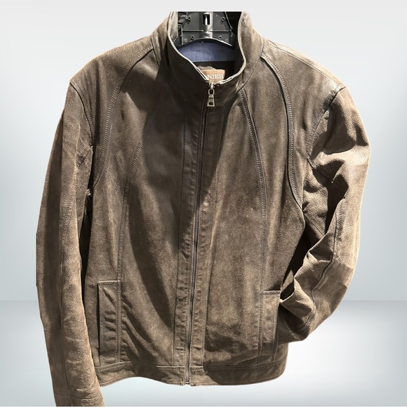Danier Men’s High collar Brown Leather Jacket L - Picture 1 of 8